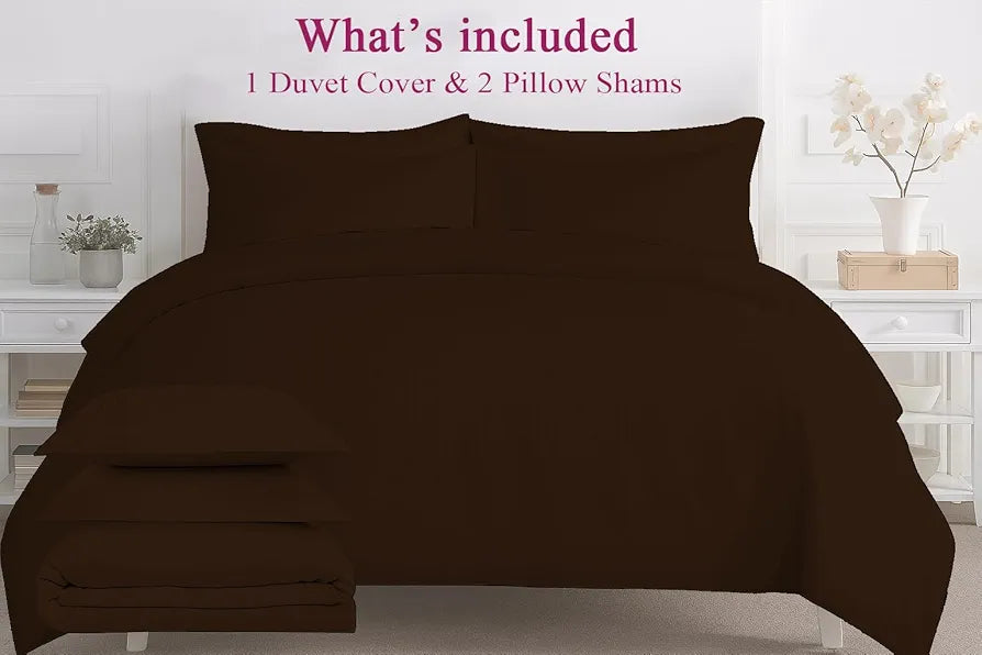 Trance Home Linen Zippered 100% Cotton 200TC Satin Stripe King Size Duvet Cover Quilt Cover Blanket Cover Razai Comforter Cover with 2 Pillow Covers Colour Copper Rust