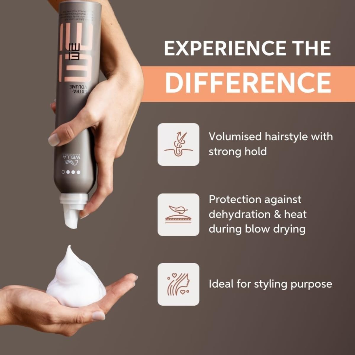 Wella Professionals EIMI Extra Volume Strong Hold Volumizing Hair Mousse for Women | Adds Long-Lasting Lift & Fullness Without Dehydration