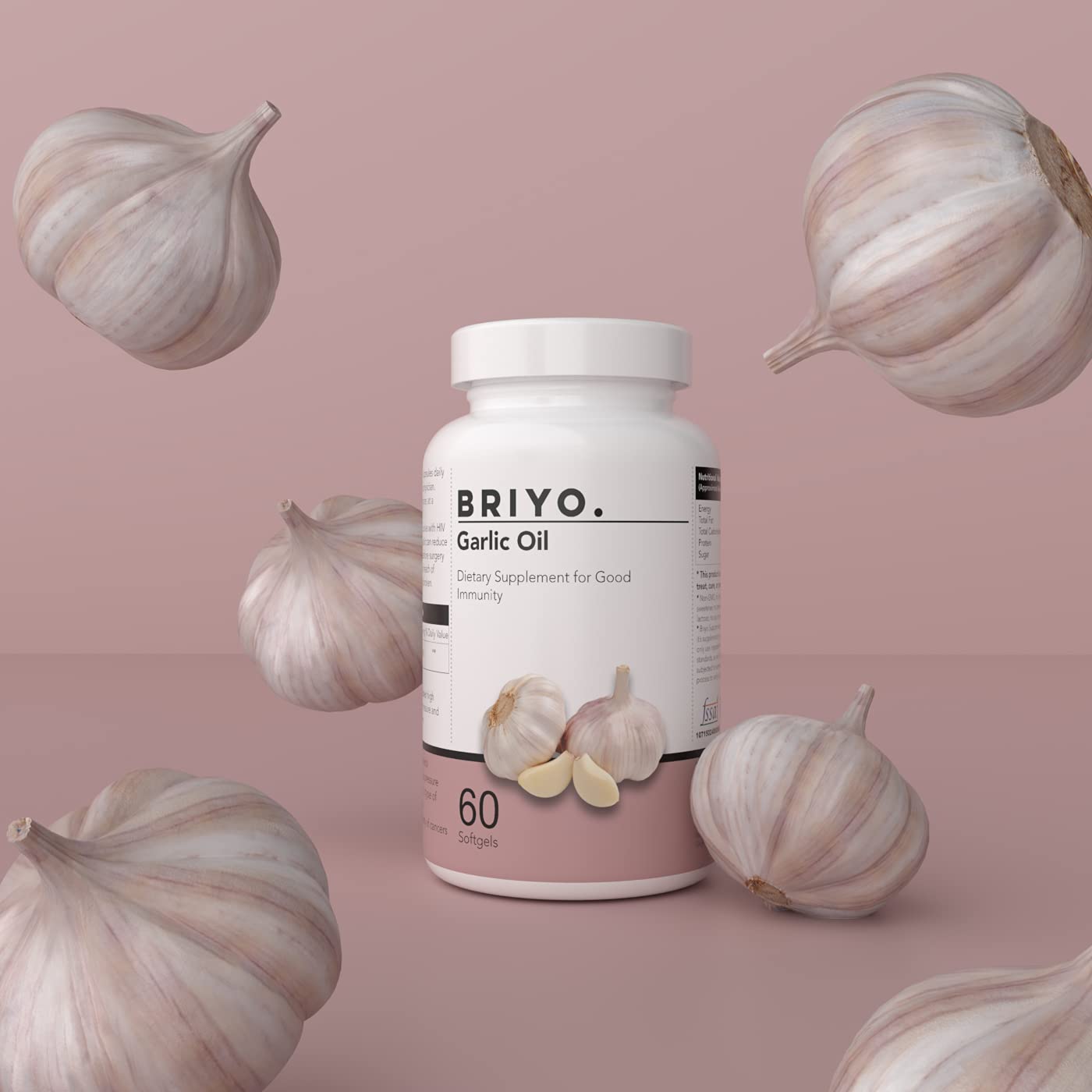 Briyosis Odorless Garlic Softgels -60 Softgels- Allicin Rich Pure Garlic Oil Supplement