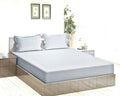 Trance Home Linen 100% Cotton 78x60 inch Queen Fitted 200TC Satin Stripe Elastic Fitted Bedsheet Daily Use Double Bed Fitted Bedspread with 2 Pillow Covers Colour Silver Grey