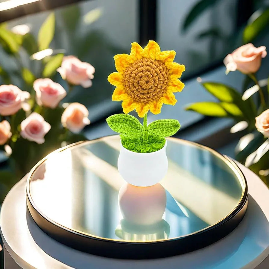 Cotton Crochet Flower Handmade Crochet Flowers Artificial Sunflower