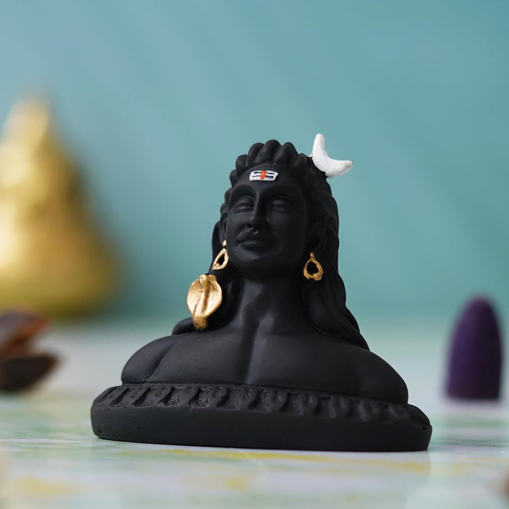 Ecraftindia Black Resin Adiyogi Shiva Statue for Car Dashboard | Lord Shiva Idol for Home | Shiv Murti | Adiyogi Mahadev Statue