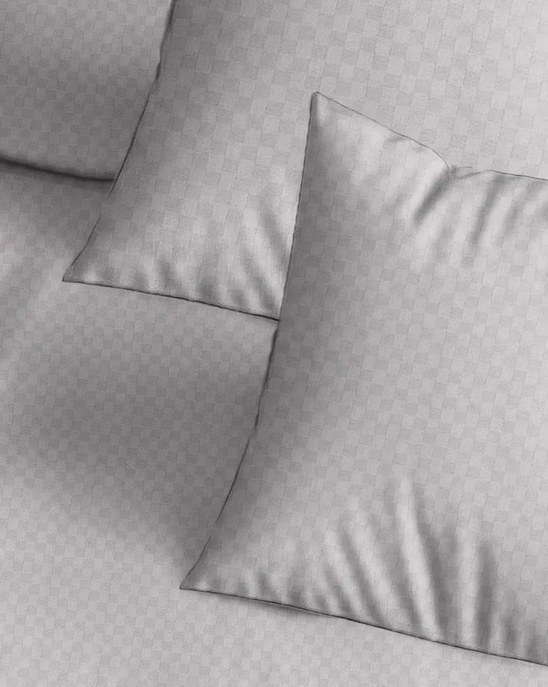 Trance Home Linen Skin Friendly 100% Cotton Jacquard Weave Fitted Bedsheet for Queen Size Bed with 2 Pillow Cover Premium 300TC Colour Silver Grey