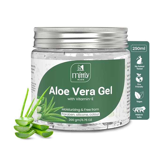 Mittiy Made Aloe Vera Gel Moisturizer for Face & Hair, Aloe Hair Gel for Women & Men - 200 Gms