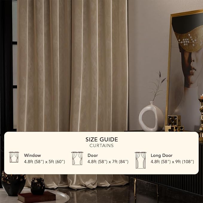 Stoa Paris Curtain for Home Single pc PatternedVelvet Curtain for Door Colour Ivory Elegance