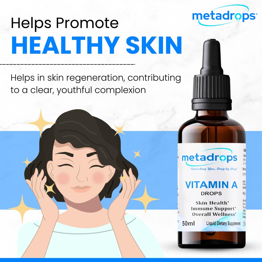 METADROPS Vitamin A Liquid Supplement - Retinyl Palmitate, 100 Sublingual Servings for Enhanced Absorption, 50 mililitre