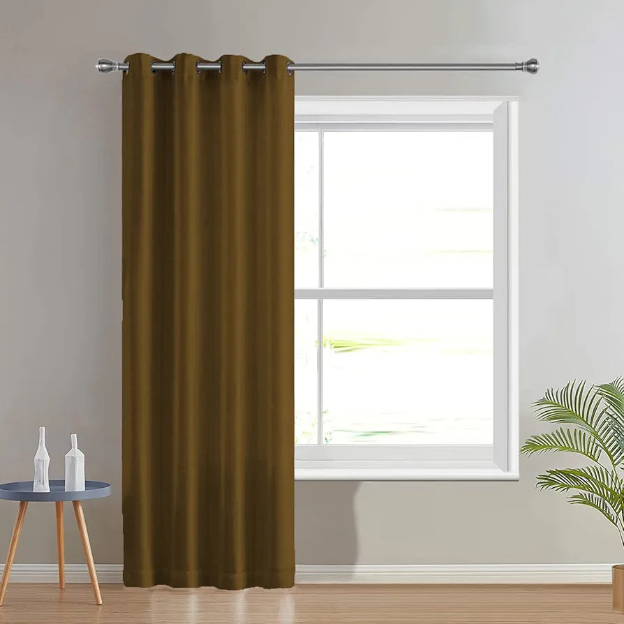 Divine Casa Semi Blackout Door Curtain 7 Feet Colour Meerkat Brown Solid Micro Satin Room Darkening Panel with Metal Grommets (Pack of 1)