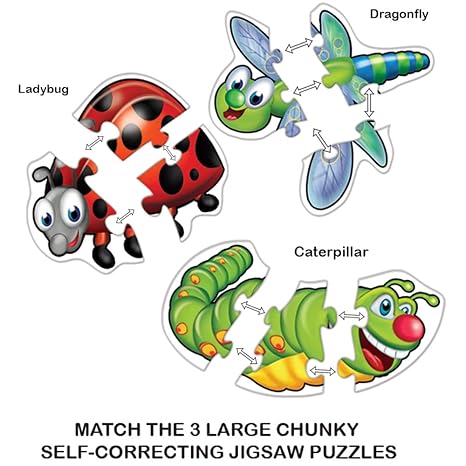 Toykraftt Toddler Puzzles Set - 3 Piece Kids Puzzle For 2-3 Years Puzzle Insects Puzzles Educational