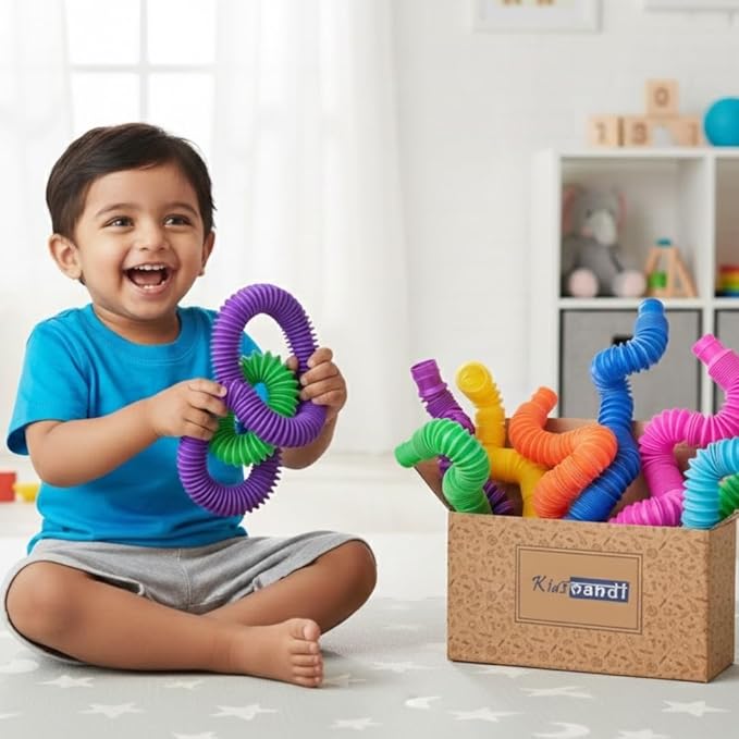 Kids Mandi Pop Tubes Sensory Fidget Toys for Stress Relief Bend Stretch & Connect