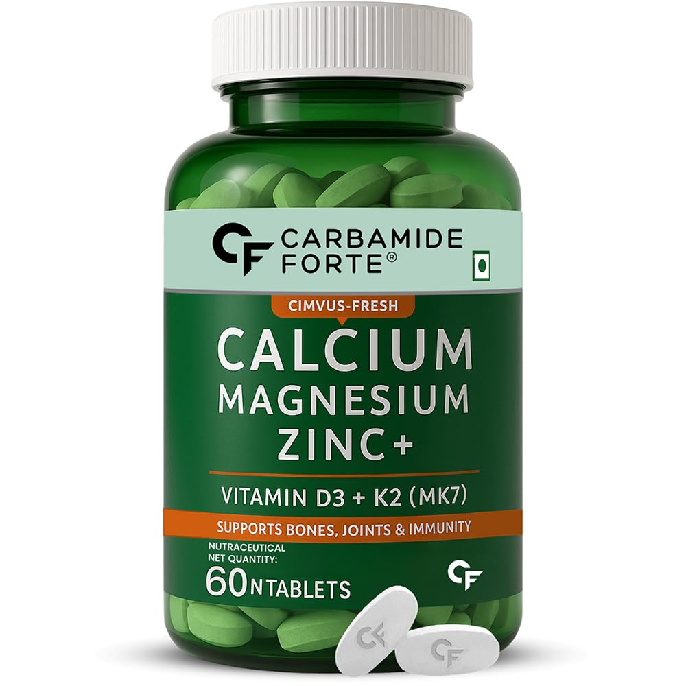 Carbamide Forte Calcium And Vitamin D3 Tablets | Calcium Tablets For Women & Men | Calcium Magnesium Zinc Supplemen With Vitamin D3 + K2 MK7 To Support Bones, Joints & Immunity - 60 Tablets
