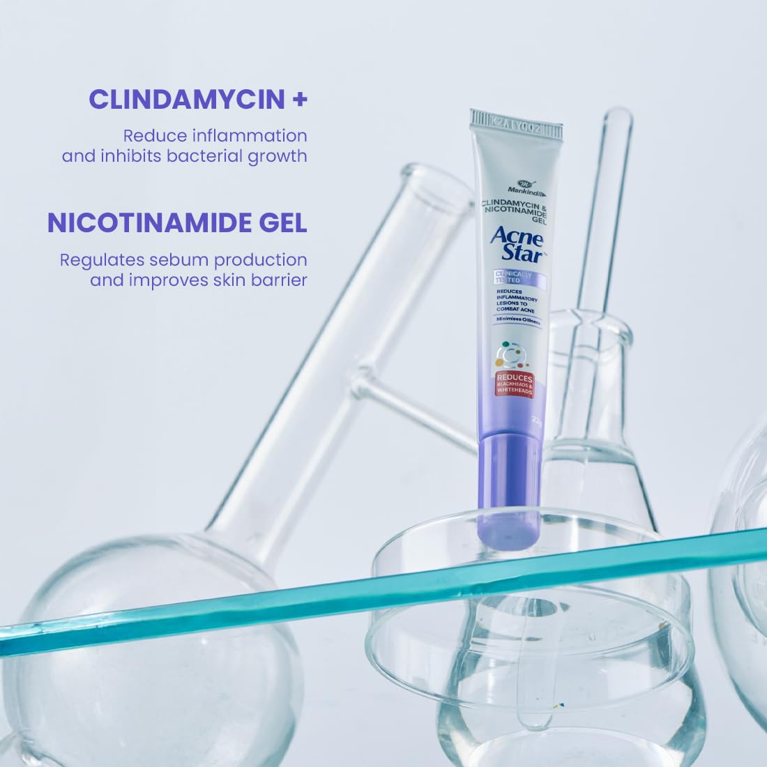 Mankind Acne Star Clindamycin And Nicotinamide Tube Face Gel - 22 Gms