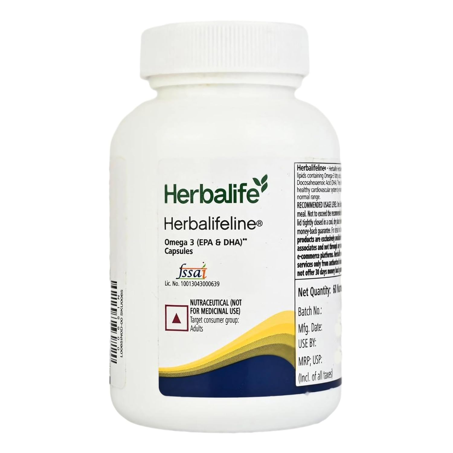 Herbalife Herbalifeline Omega-3 Fatty Acids Capsules â€“ 60 Softgels, 90g | EPA & DHA for Heart, Brain & Joint Health