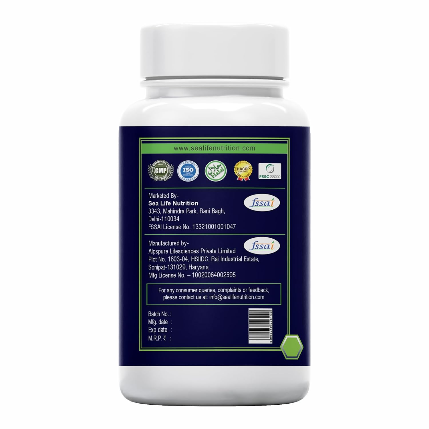 Sea Life L-Arginine AKG 1000 mg (60 Veg Tablets) | Boosts Stamina & Supports Rapid Muscle Pump | Nitric Oxide Precursor | Muscle Building Amino Acid | High Absorption L Arginine Supplement