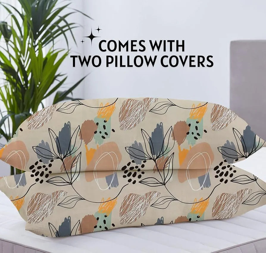 HomeKart Floral Printed Cotton Feel Double Bedsheet with 2 Pillow Covers 200 Tc Soft  Premium Printed Bedsheet for Home Bedroom Grey & Blue