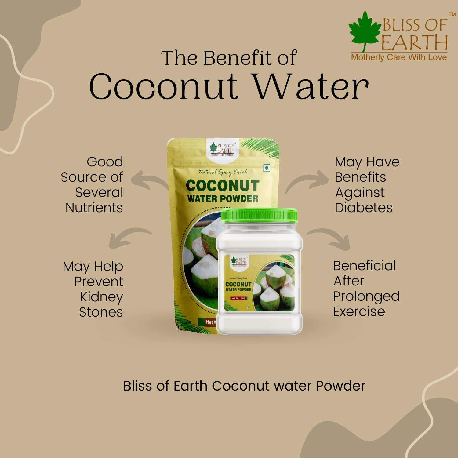 Bliss of Earth 200gm coconut water Powder natural Spray Dried Great for hydration instant mix