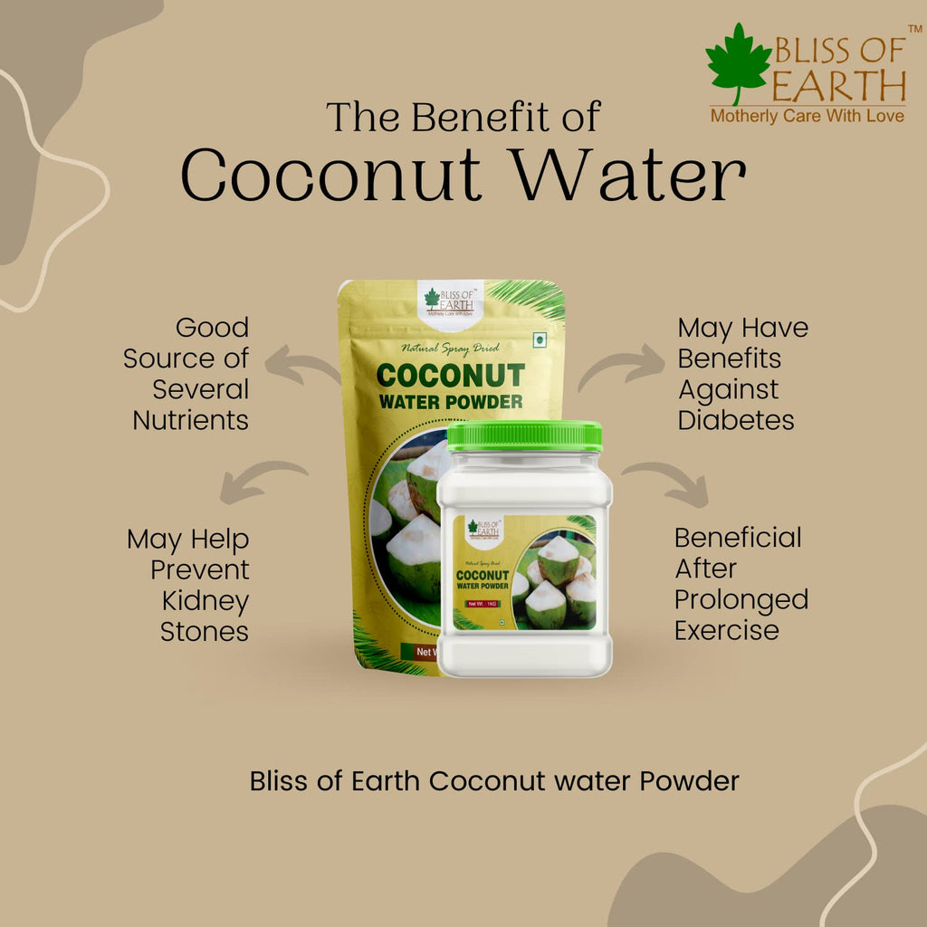 Bliss of Earth 1KG coconut water Powder natural Spray Dried In Sealed Jar