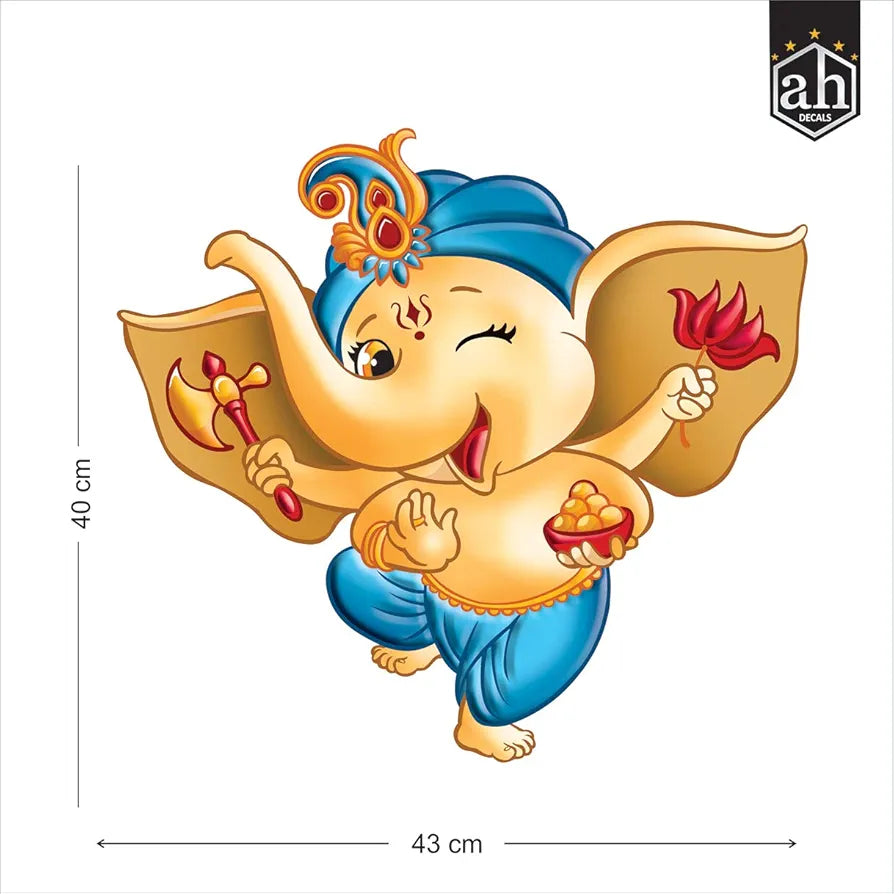 AH Decals Ganpati Ganesha Vinyl Wall Stickers for Home Living Room Multi-Colors Ganesha_03