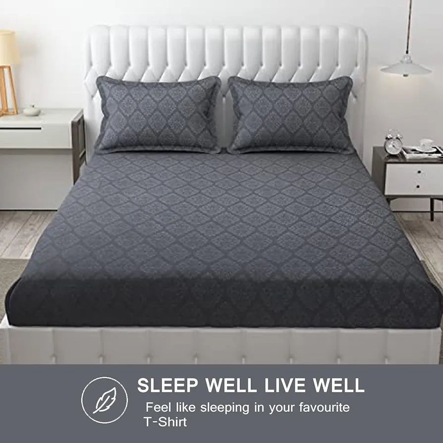 Fresh From Loom Microfiber King Size Bedsheet Hypoallergenic Bed Sheets with 2 Pillow Covers Grey Damas