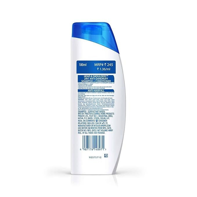 Head & Shoulders 2-in-1 Anti hairfall Anti Dandruff Shampoo + Conditioner - 180 ml