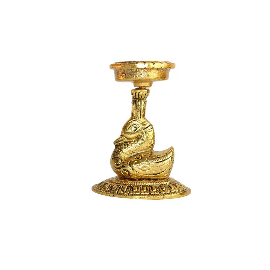 CraftVatika Elegant Metal Duck Candle Holder - Perfect Home Decoration Diwali, Intricate Design Tealight Candle Holders for Home Pooja Room Diwali Christmas Decor, Handpolished Tlight Candle Holder Type 4 - Single Side