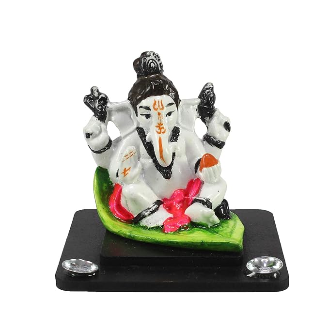 Ecraftindia Decorative Lord Ganesha Showpiece for Car Dashboard, Home Temple and Office Desks