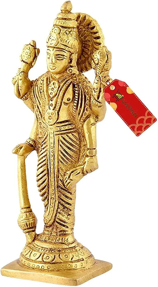 Uapan Lord Bhagwan Vishnu Narayann Idol I Holding Club Gada for Home Decor Mandir Temple Decorative Showpiece 14 cm