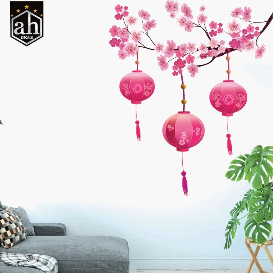 AH Decals Vinyl Decorative Cartoon Lamp Wall Stickers Chinese lamp