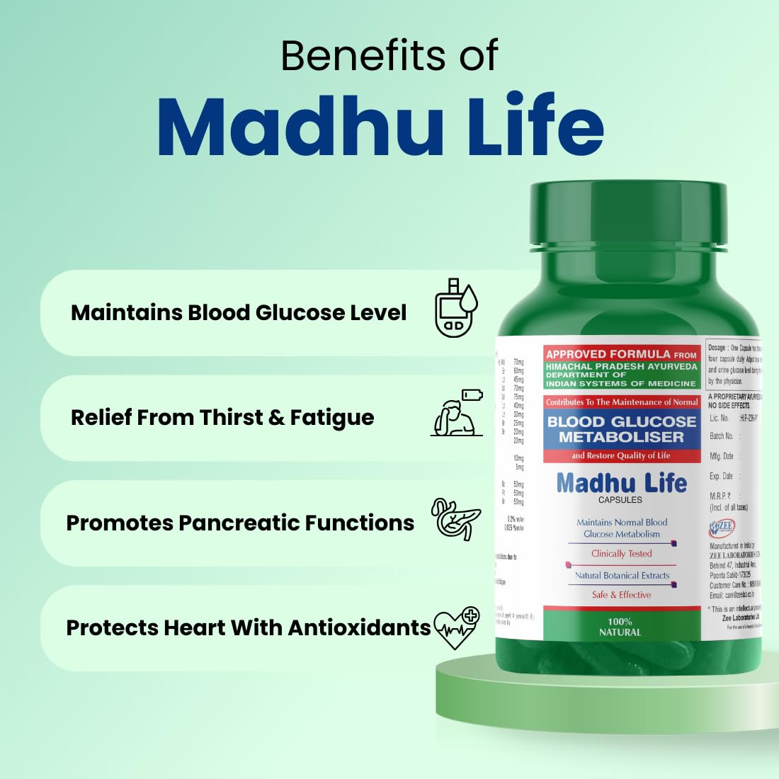 Zeelab Madhu Life Capsules | 100% Natural Ayurvedic Medicine For Diabetes