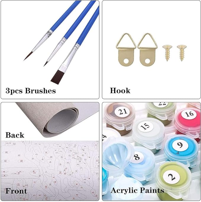 Tulip N Turtle Buddha Da Vinci Premier Series Tube Packing 36 Colours Diy Paint by Number Kit for Adults Beginner Wall Decoration