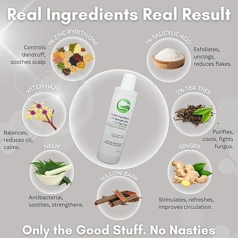 Greenviv 1% Zinc Pyrithione + 1% Salicylic Acid + 2% Tea Tree Anti-Dandruff Shampoo - 200 ml