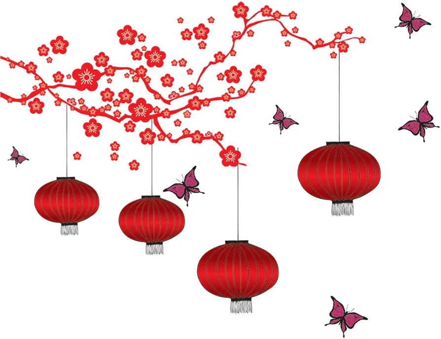 Decals Design Chinese Lamps in Double Sheet Wall Sticker