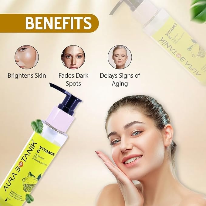 Aura Botanik Facewash for Tanning Control with Vitamin C & Rosehip Essential Oil - 100 ml