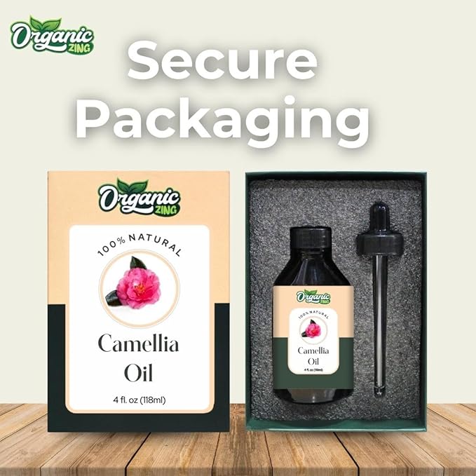 Organic Zing Camellia Essential Oil for Skin, Face, Hair Care, Shampoo, Face Cleanser - 118 Ml