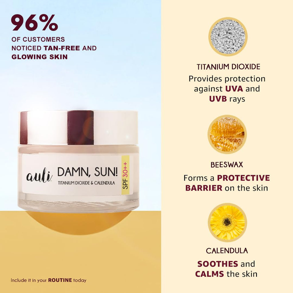 Auli Damn Sun Broad Spectrum Sunscreen SPF30++ - 60 gms
