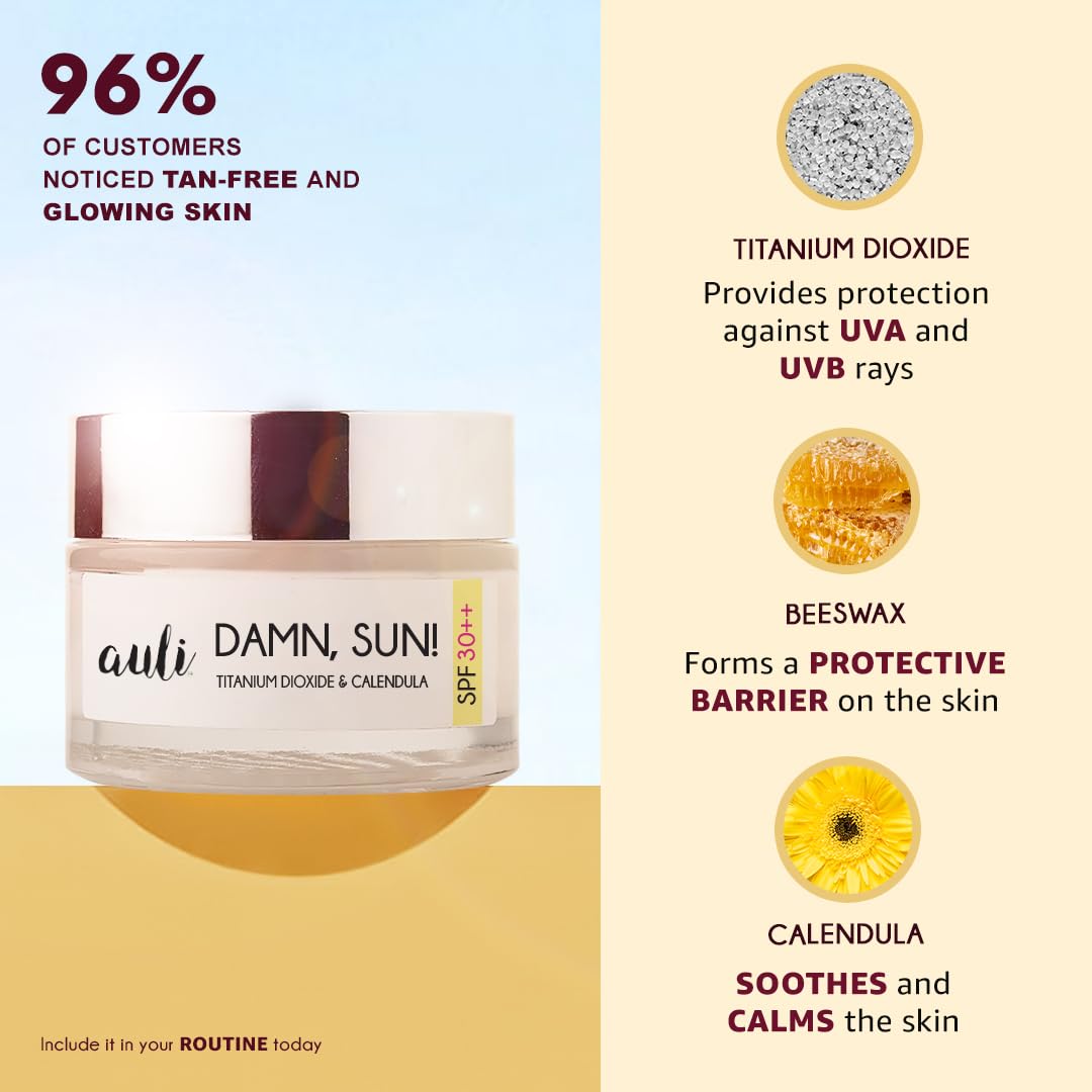 Auli Damn Sun Broad Spectrum Sunscreen SPF30++ - 60 gms
