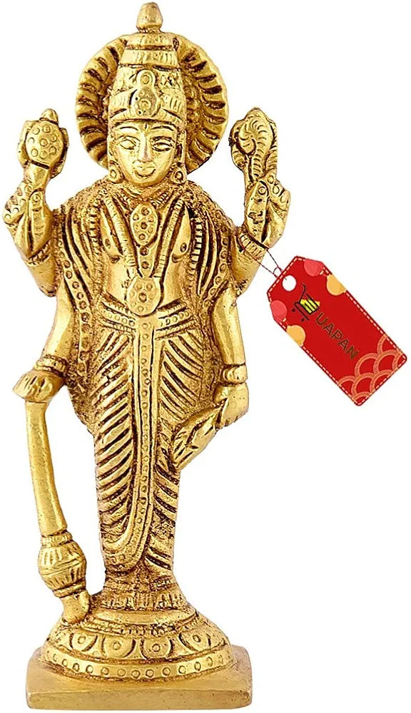 Uapan Lord Bhagwan Vishnu Narayann Idol I Holding Club Gada for Home Decor Mandir Temple Decorative Showpiece 14 cm
