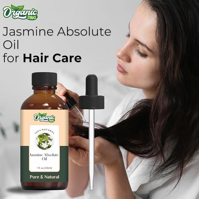 Organic Zing Jasmine Absolute (Jasminum Grandiflorum) Oil | Essential Oil for Skincare, Hair Care, Aroma and Diffusers - 30 Ml