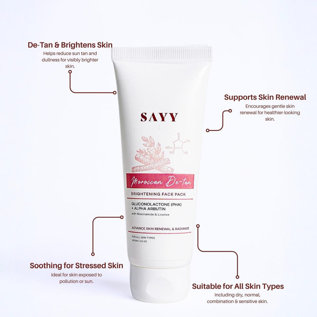 SAYY Moroccan DeTan Brightening Face Pack for Advance Skin Renewal Radiance Clay Mask
