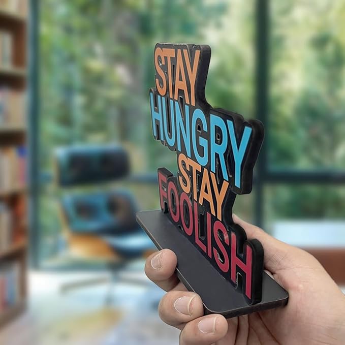 Artvibes Wooden Idols and Figurine Stay Hungry Stay Foolish Inspirational Quotes Table Decor for Office Desk