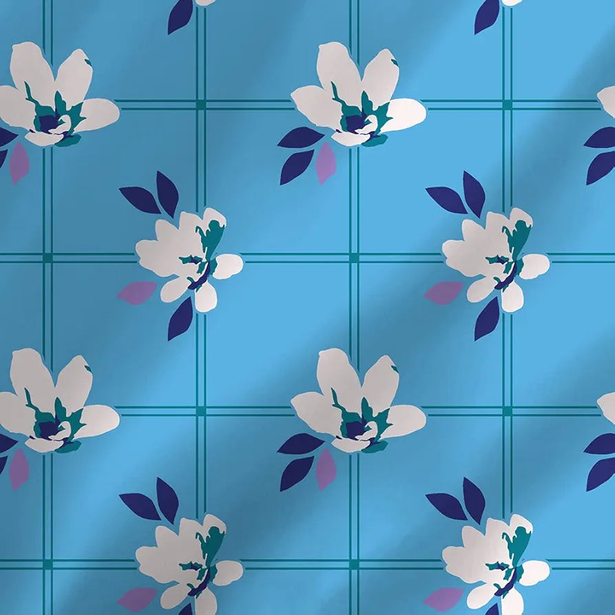 Layers Cotton Bedsheet for Single Bed with 1 Pillow Cover Light Weight Breathable Moisture Absorbent Blue Floral Pattern