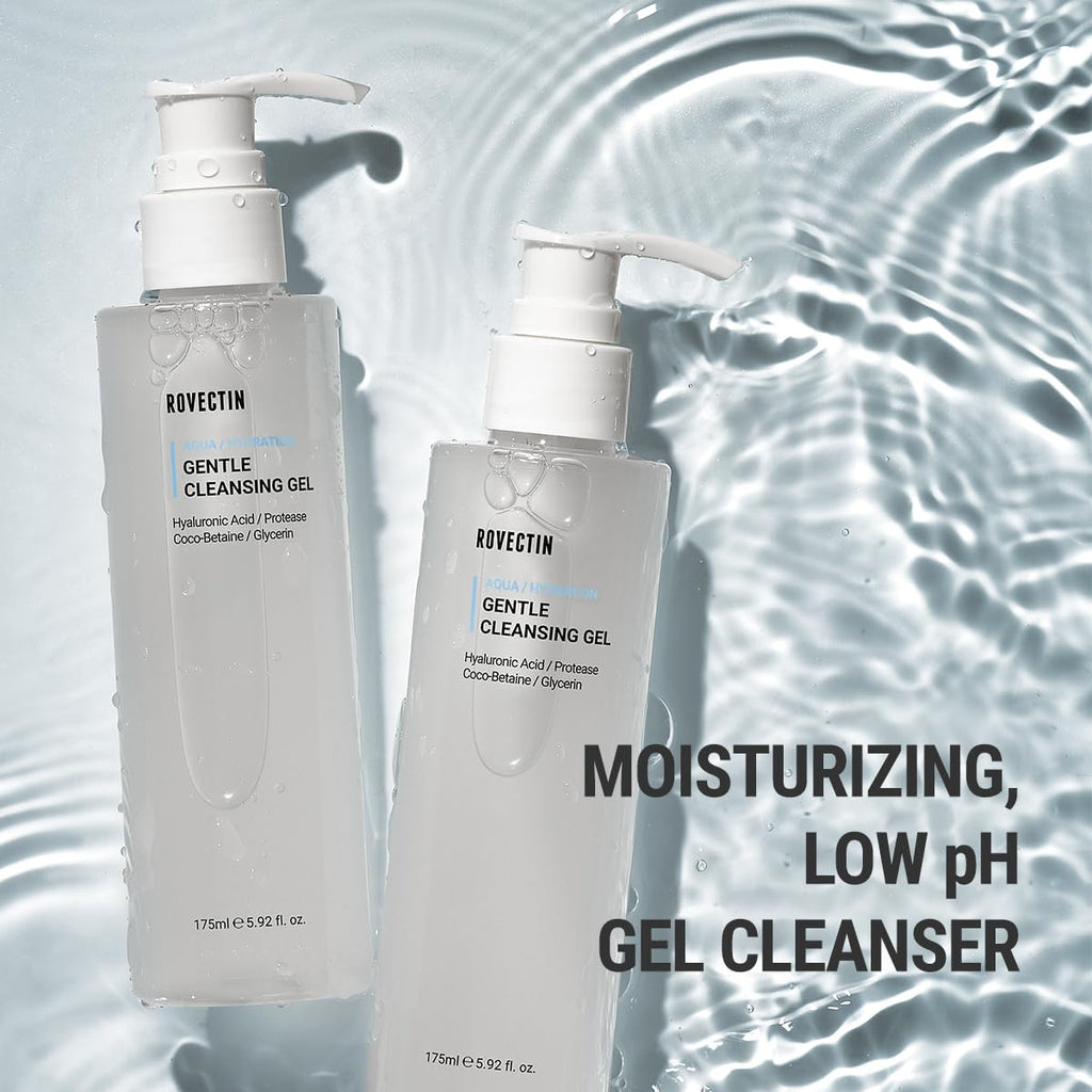 ROVECTIN Aqua Cleansing Gel (Conditioning Cleanser) Hydrating pH Balanced Facial Wash for Sensitive, Dry Skin | No Stripping, Fragrance-Free | Vegan, Korean Skincare
