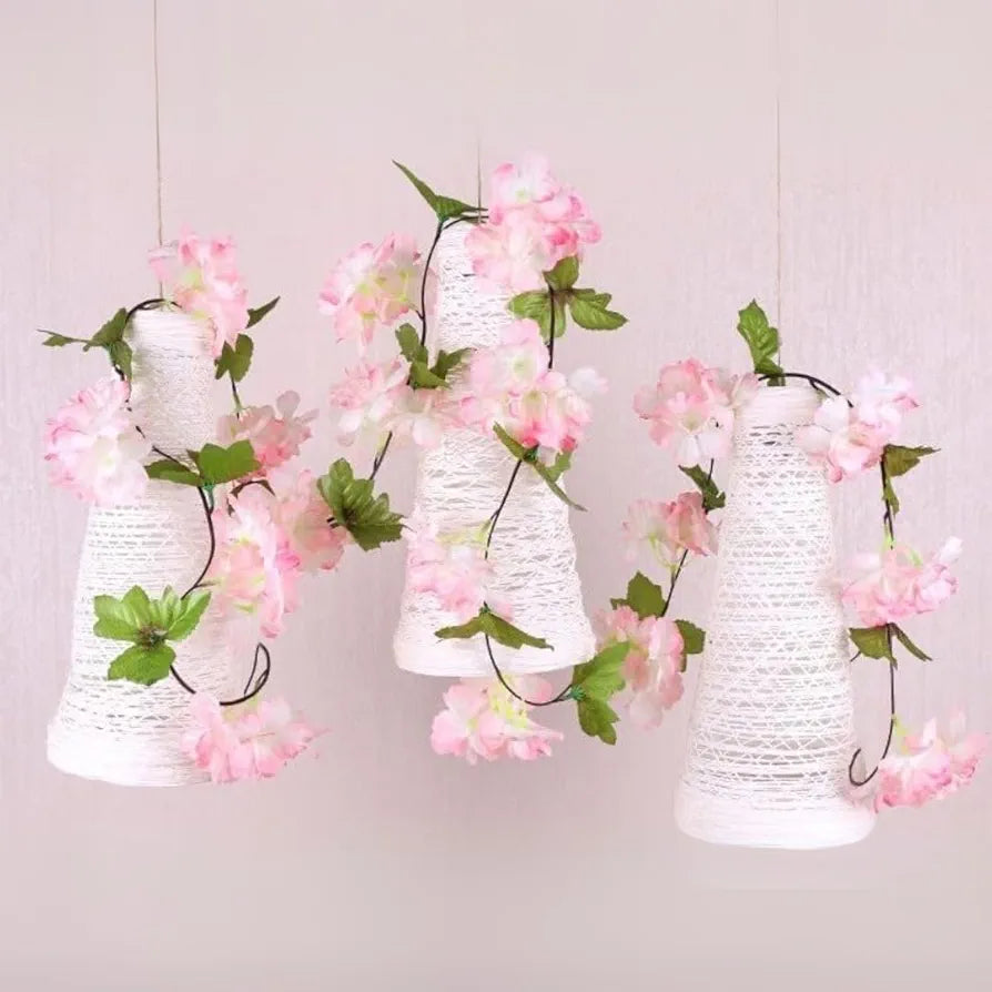 Artificial Cherry Blossom Rattan Flowers Vine Light Pink