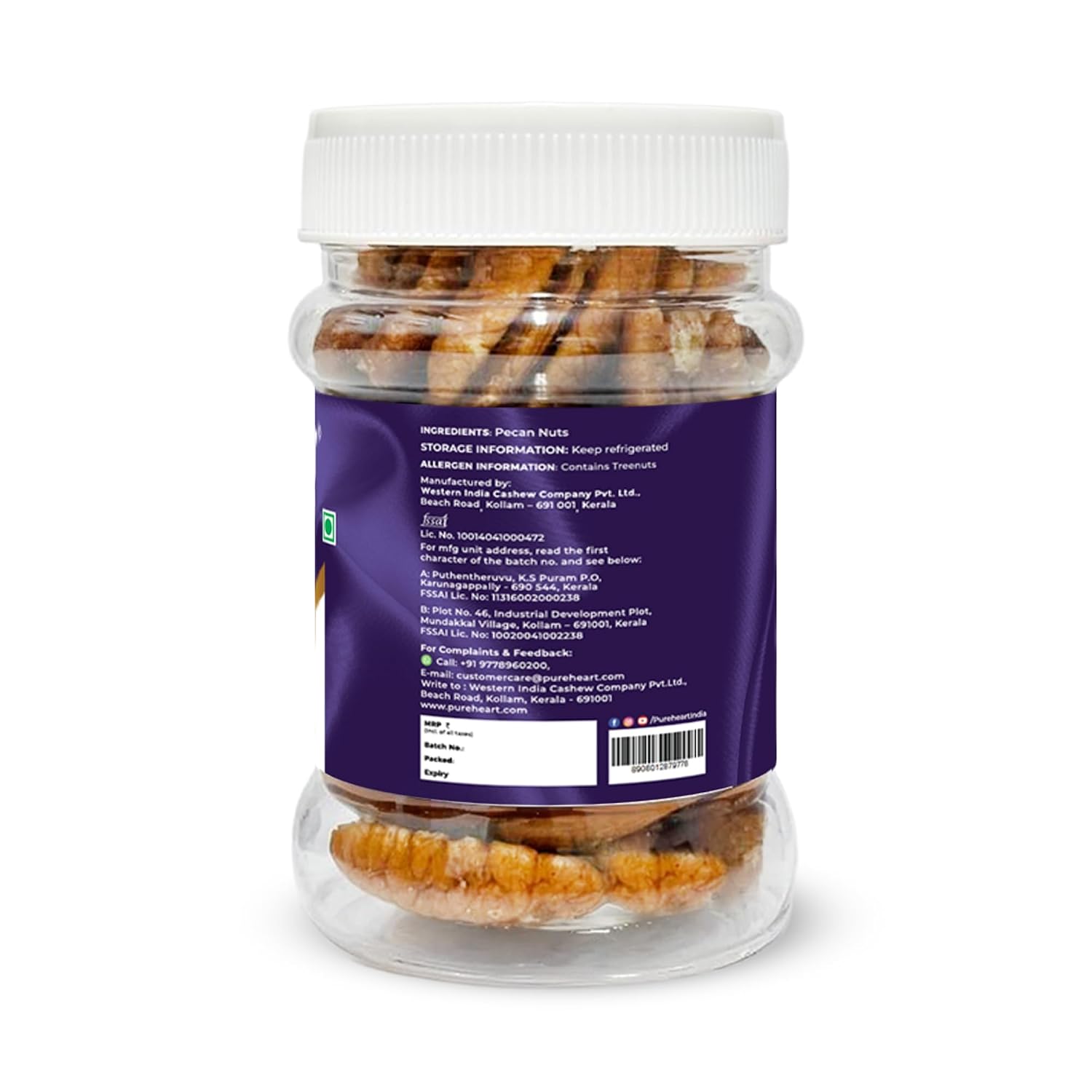 Pureheart Premium Pecan Nuts| Premium Natural Pecans | Healthy Dry Fruits Snack | Rich in Protein, Fibre & Antioxidants | Ideal for Snacking & Baking