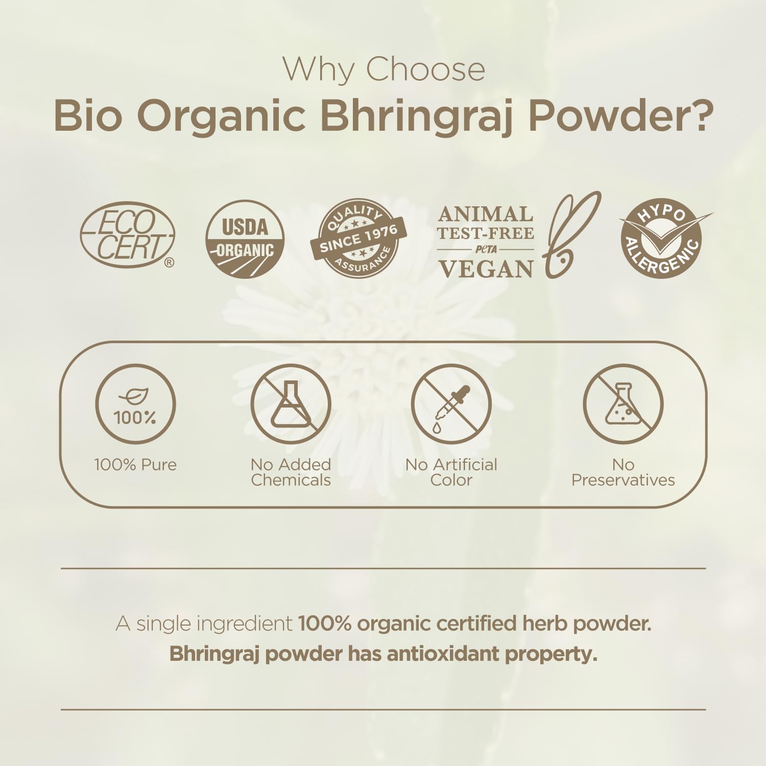 Indus Valley 100% Pure Bhringraj Powder for Hair Growth Natural & Preservative-Free Ideal for Hair Oil, Masks & DIY Packs for Strong Shiny Hair (100g)