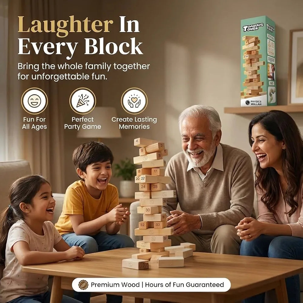 PW Tumbling Tower Premium Stacking Tower Game for Kids, Adult & Family Improves Strategic Thinking Fine Motor Skills