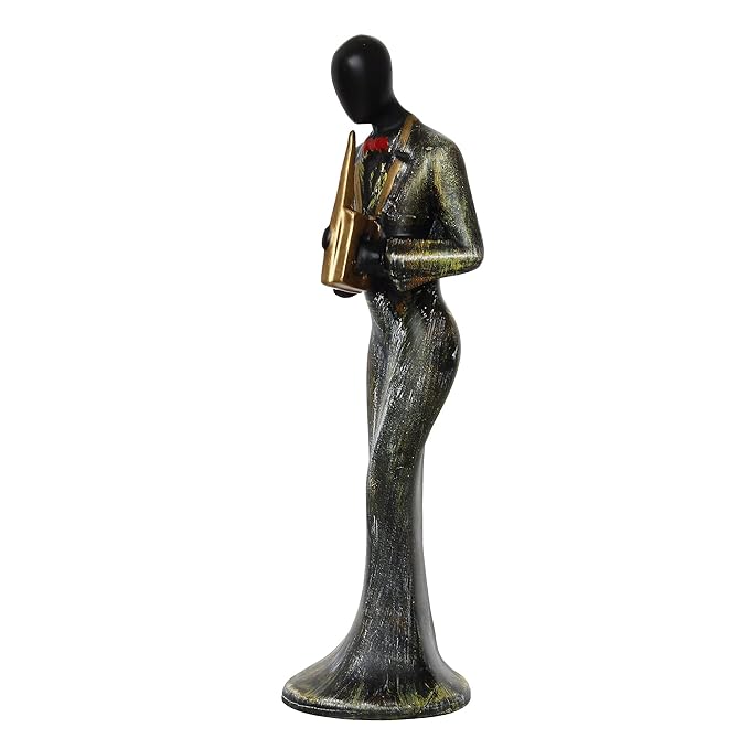 Ecraftindia Lady Playing Wind Musical Instrument Antique Finish Handcrafted Decorative Polyresin Showpiece