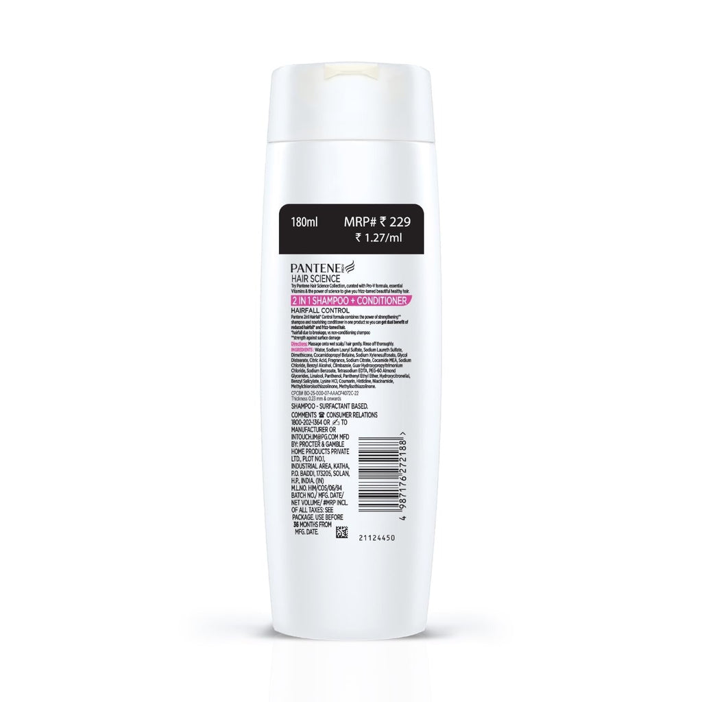 Pantene Advanced Hairfall Solution 2in1 Hairfall Control Shampoo + Conditioner - 180 ml