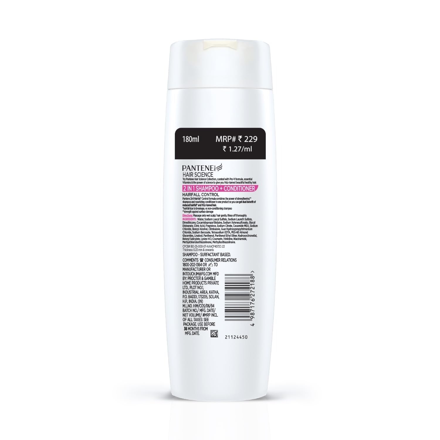 Pantene Advanced Hairfall Solution 2in1 Hairfall Control Shampoo + Conditioner - 180 ml