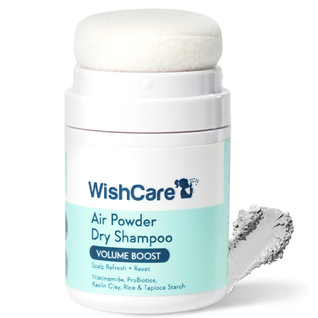 WishCare Air Powder Dry Shampoo for Oily Hair & Scalp - No White Cast & Aerosol - Niacinamide, Probiotics, Kaolin Clay, Rice & Tapioca Starch - Volume Boost, Scalp Refresh & Reset 10gm