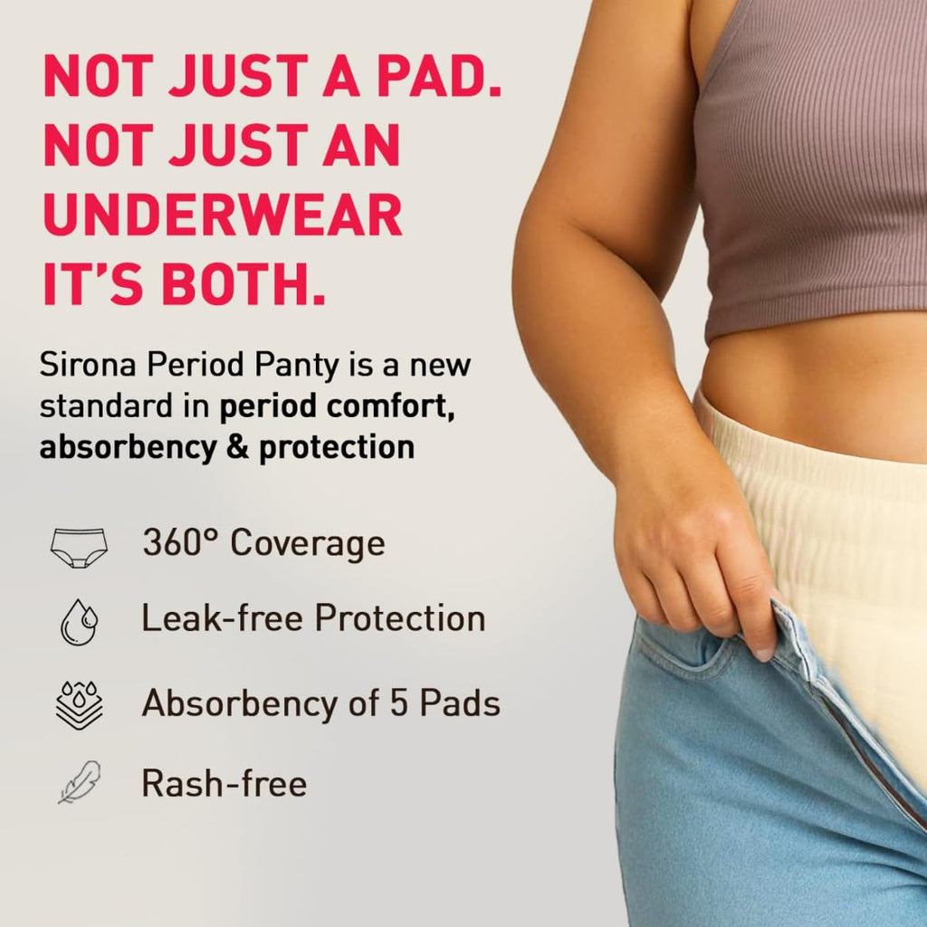 Sirona Disposable Period Panty for Girls & Women | L-XL | Pack of 5 | 360Â° Coverage for Stress Free Periods | Leakage Protection for Heavy Flow | Rash Free | Super Absorbent with Comfortable Fit